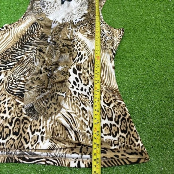 Vintage Y2K Milano Women's S Ruffle Animal Leopard Print Tank Top - Picture 7 of 7